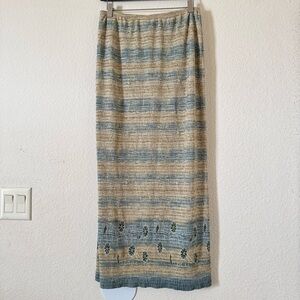 Chic Beige and Green Maxi Skirt and Top Set